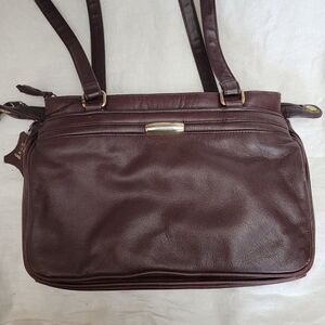 Del Mano Genuine Leather Handbag brown hobo carry strap purse Vintage EUC